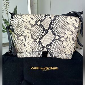 Zadig & Voltaire Handbag Optimiste Reptile Beige